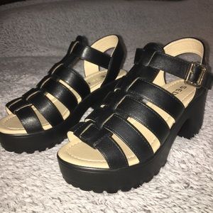 black chunky heels
